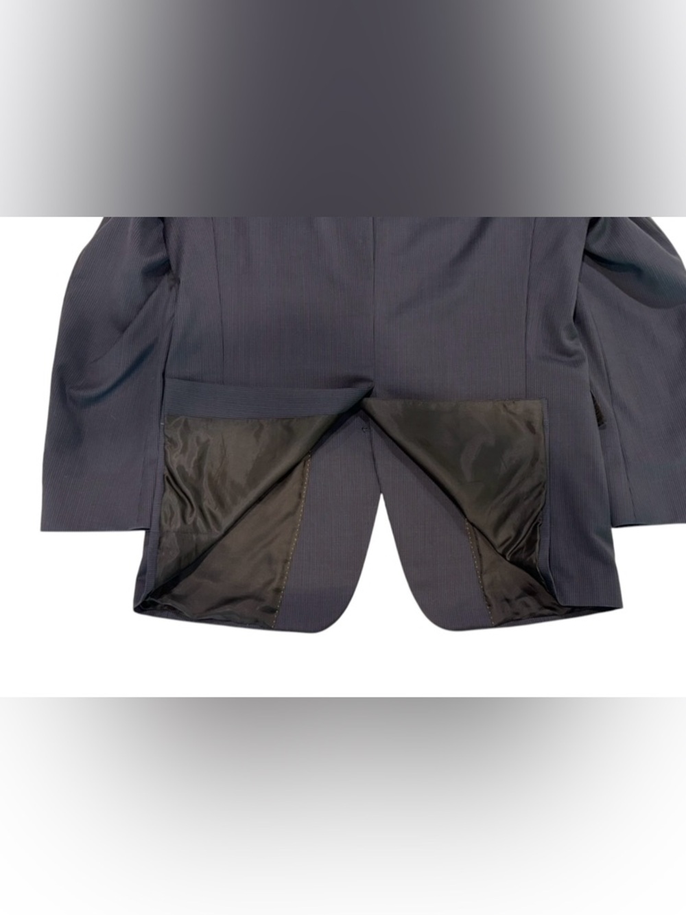 Hart Schaffner & Marx Gold Trumpeter 2Pc Suit Wool Navy Pinstripe 42L 38x32 USA - Picture 7 of 16